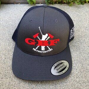 YUPOONG GBF HB Firefighters Trucker Hat Huntington Beach Snapback Cap RPM Grey​